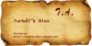 Turbók Alex névjegykártya